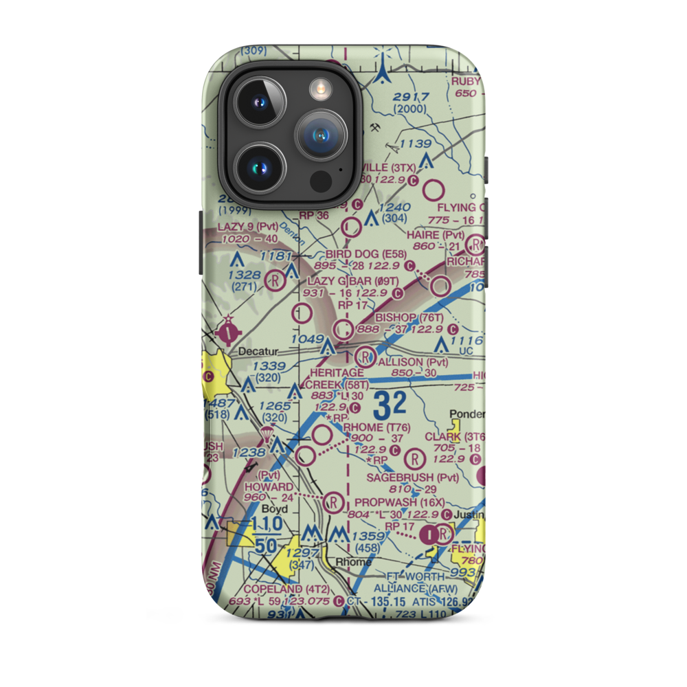 Bishop Airport (76T) VFR Sectional  Tough iPhone Case iPhone 16 Pro Max model shown