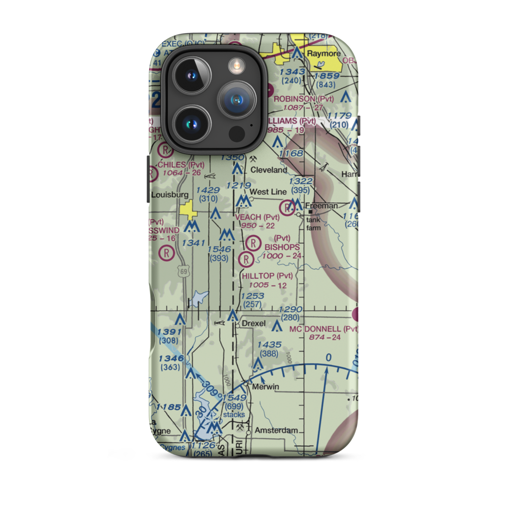 Bishop's Landing Airport (89MO) VFR Sectional  Tough iPhone Case iPhone 16 Pro Max model shown