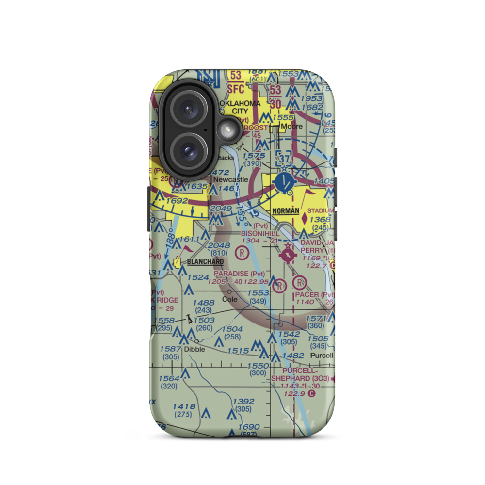 Bison Hill Airport (80OK) VFR Sectional  Tough iPhone Case iPhone 16 model shown
