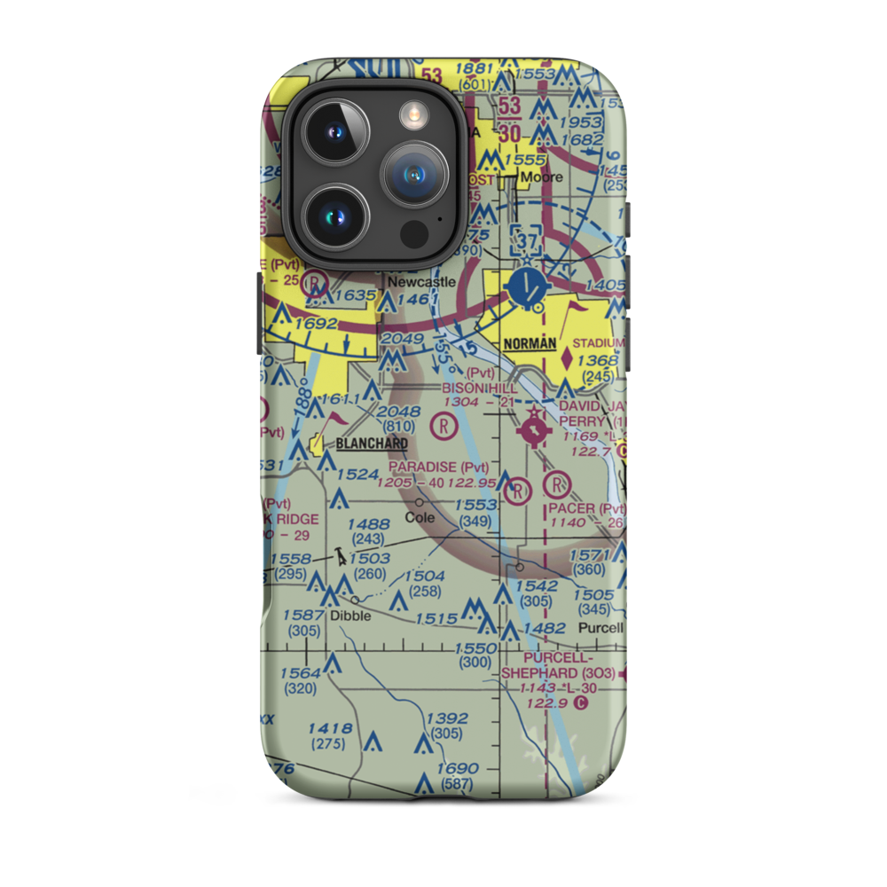 Bison Hill Airport (80OK) VFR Sectional  Tough iPhone Case iPhone 16 Pro Max model shown