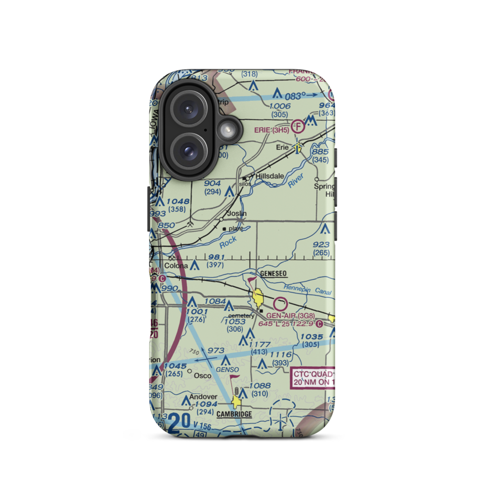 Black Airport (9IL7) VFR Sectional  Tough iPhone Case iPhone 16 model shown