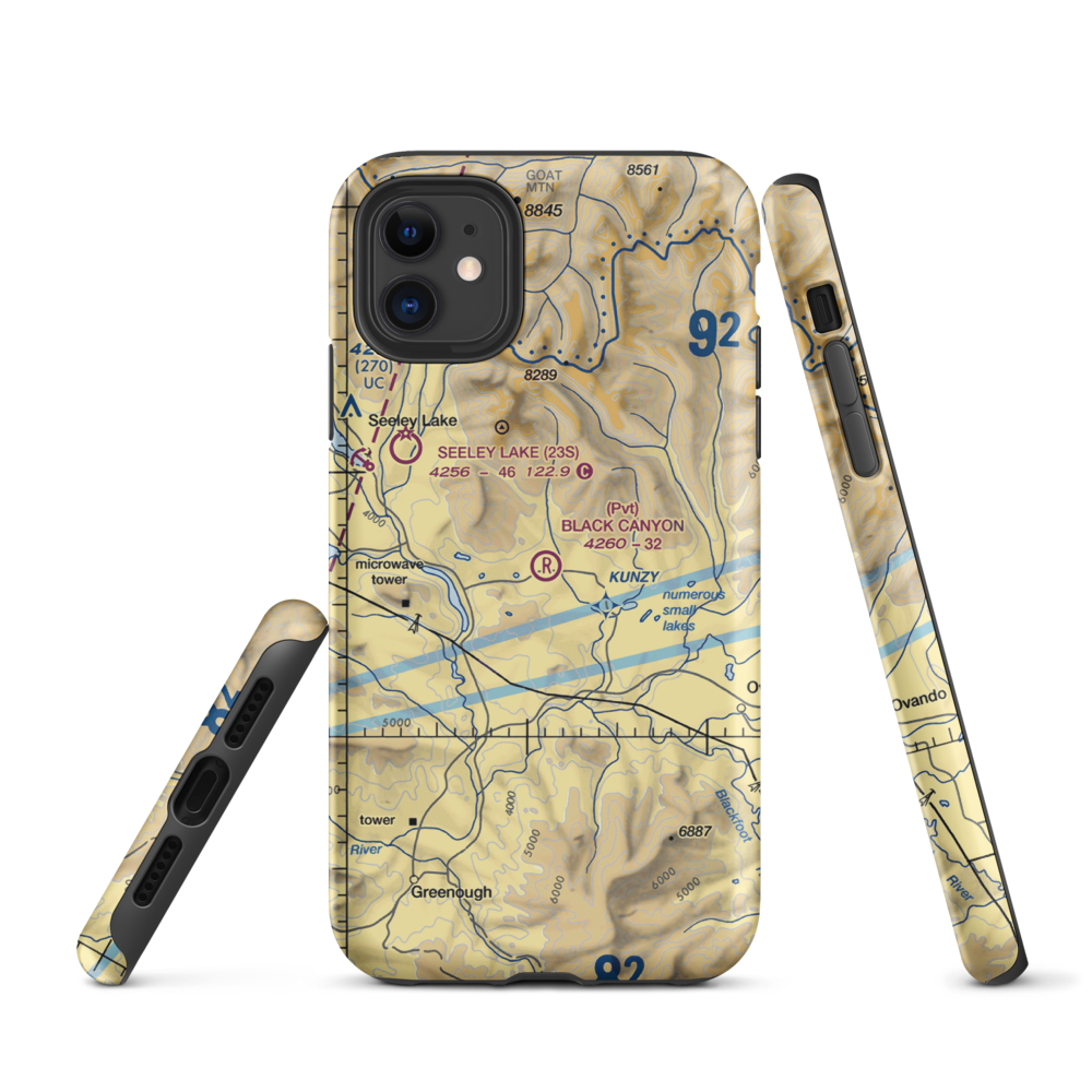 Black Canyon Ranch Airport (MT39) VFR Sectional  Tough iPhone Case iPhone 11 model shown