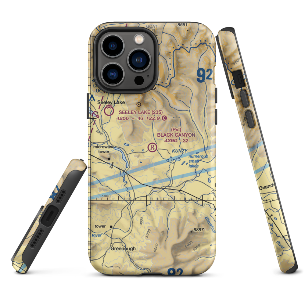 Black Canyon Ranch Airport (MT39) VFR Sectional  Tough iPhone Case iPhone 13 Pro Max model shown