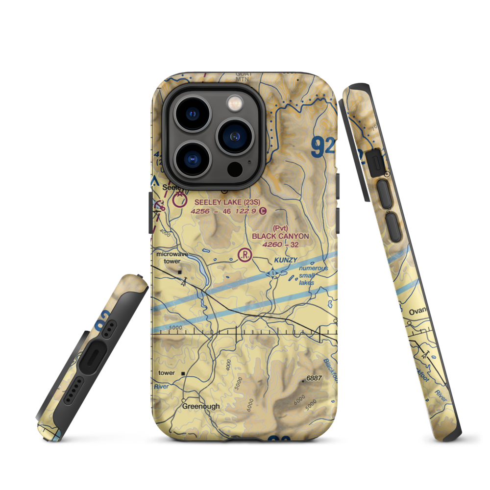 Black Canyon Ranch Airport (MT39) VFR Sectional  Tough iPhone Case iPhone 14 Pro model shown
