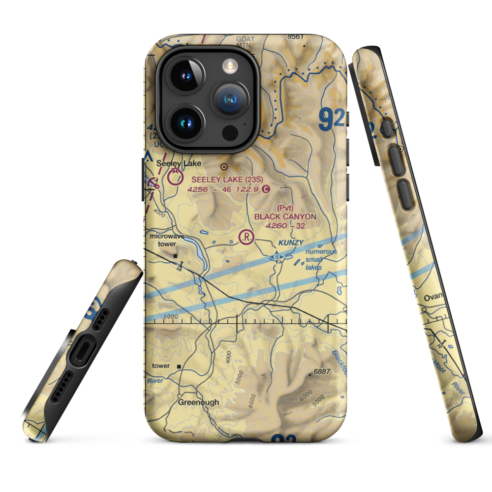 Black Canyon Ranch Airport (MT39) VFR Sectional  Tough iPhone Case iPhone 15 Pro Max model shown