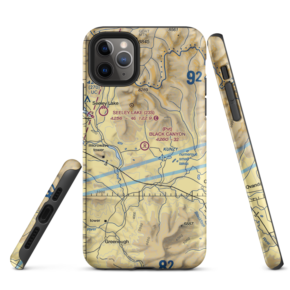Black Canyon Ranch Airport (MT39) VFR Sectional  Tough iPhone Case iPhone 11 Pro Max model shown