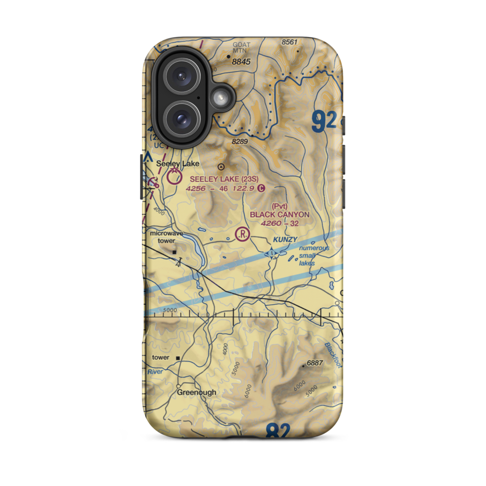 Black Canyon Ranch Airport (MT39) VFR Sectional  Tough iPhone Case iPhone 16 Plus model shown