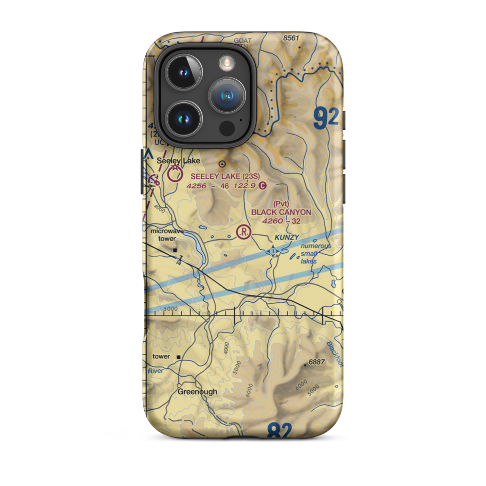 Black Canyon Ranch Airport (MT39) VFR Sectional  Tough iPhone Case iPhone 16 Pro Max model shown