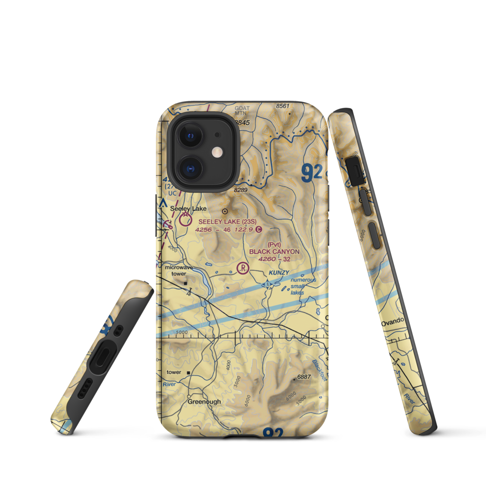 Black Canyon Ranch Airport (MT39) VFR Sectional  Tough iPhone Case iPhone 12 mini model shown