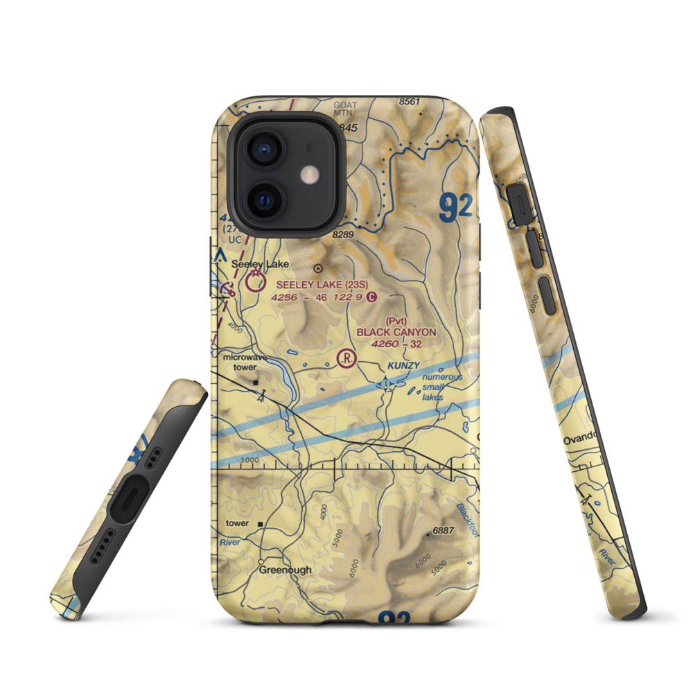 Black Canyon Ranch Airport (MT39) VFR Sectional  Tough iPhone Case iPhone 12 model shown