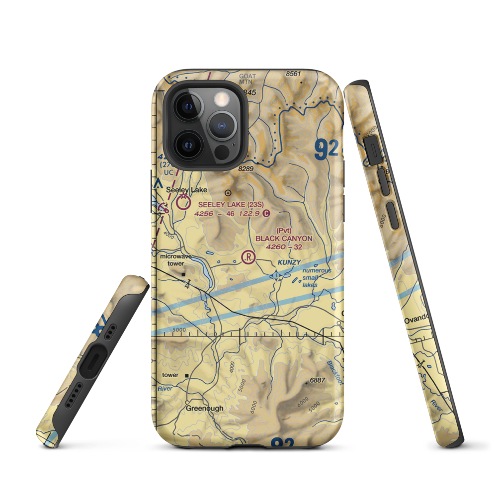 Black Canyon Ranch Airport (MT39) VFR Sectional  Tough iPhone Case iPhone 12 Pro model shown