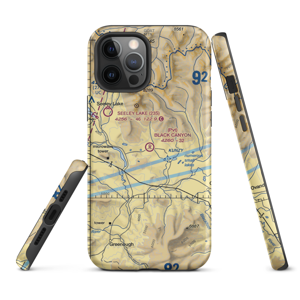 Black Canyon Ranch Airport (MT39) VFR Sectional  Tough iPhone Case iPhone 12 Pro Max model shown