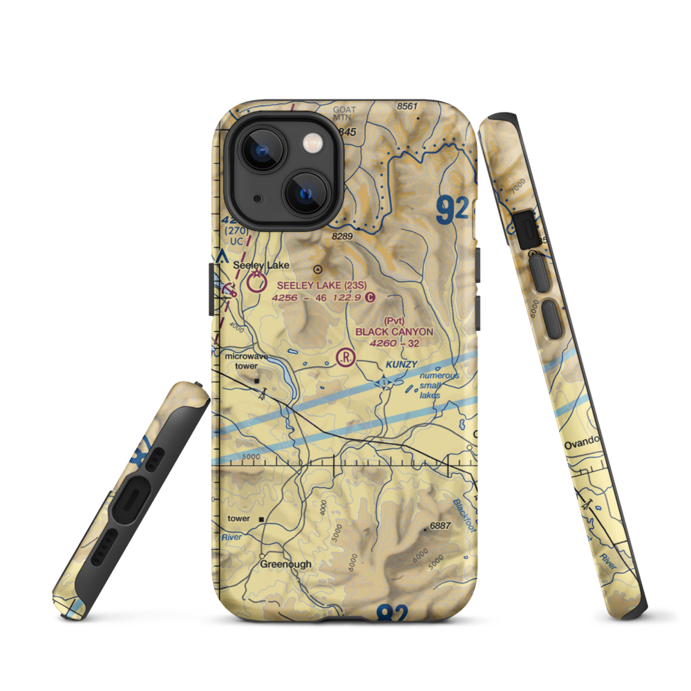 Black Canyon Ranch Airport (MT39) VFR Sectional  Tough iPhone Case iPhone 13 model shown