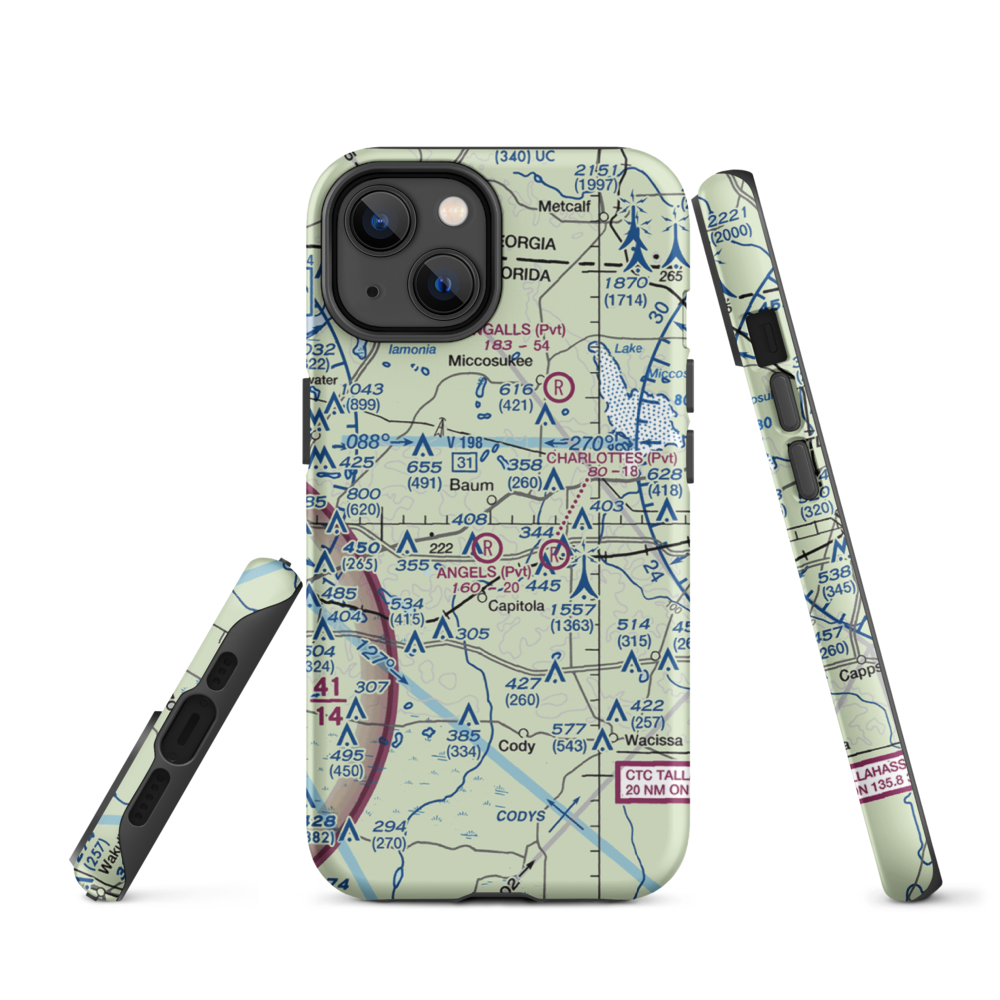 Black Creek Pass Airport (FA25) VFR Sectional  Tough iPhone Case iPhone 14 model shown