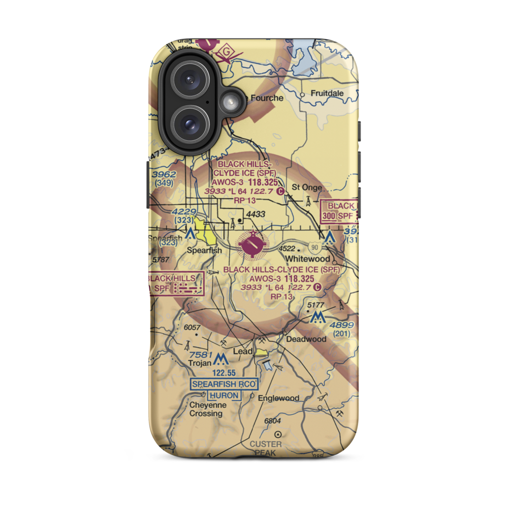 Black Hills Airport-Clyde Ice Field (SPF) VFR Sectional  Tough iPhone Case iPhone 16 Plus model shown