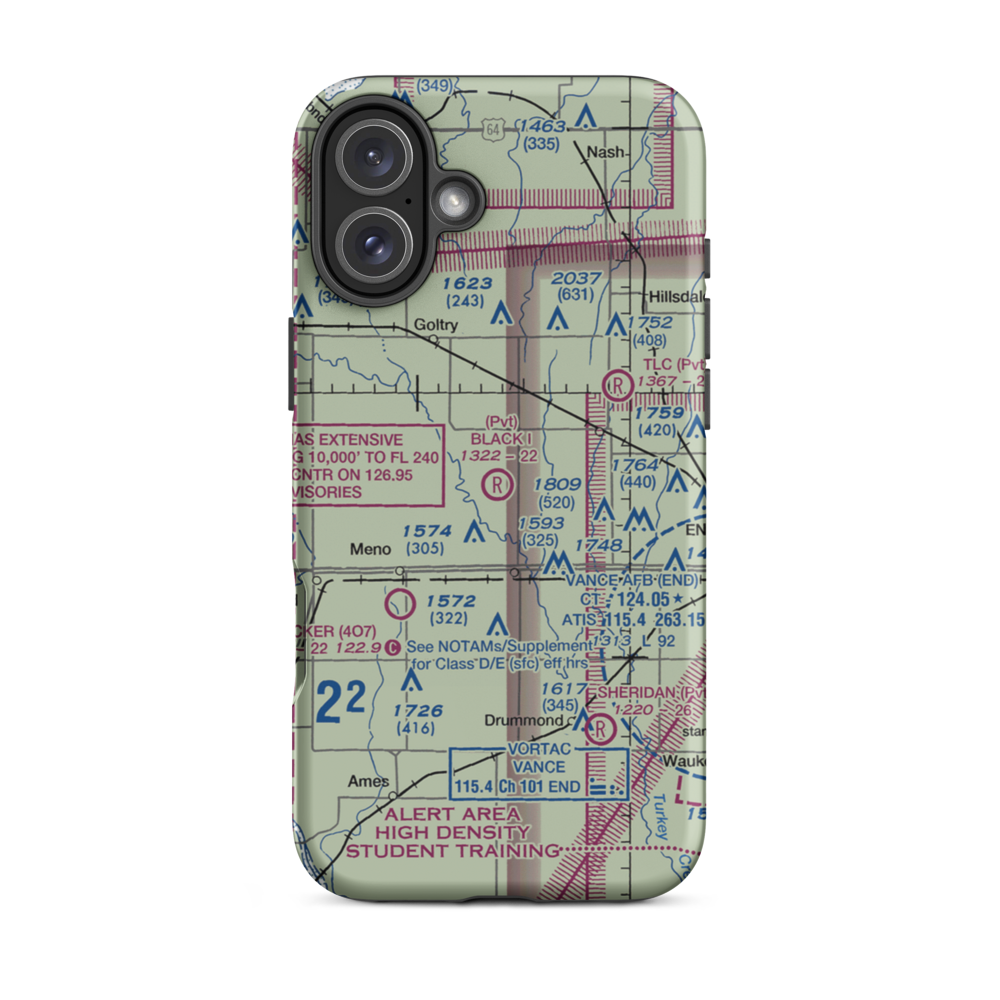Black I Ranch Airport (8OK4) VFR Sectional  Tough iPhone Case iPhone 16 Plus model shown