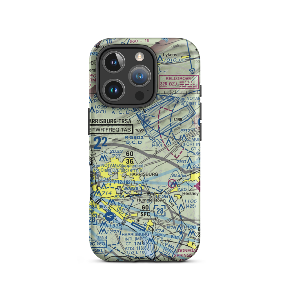 Black Landing Field (PA44) VFR Sectional  Tough iPhone Case iPhone 16 Pro model shown