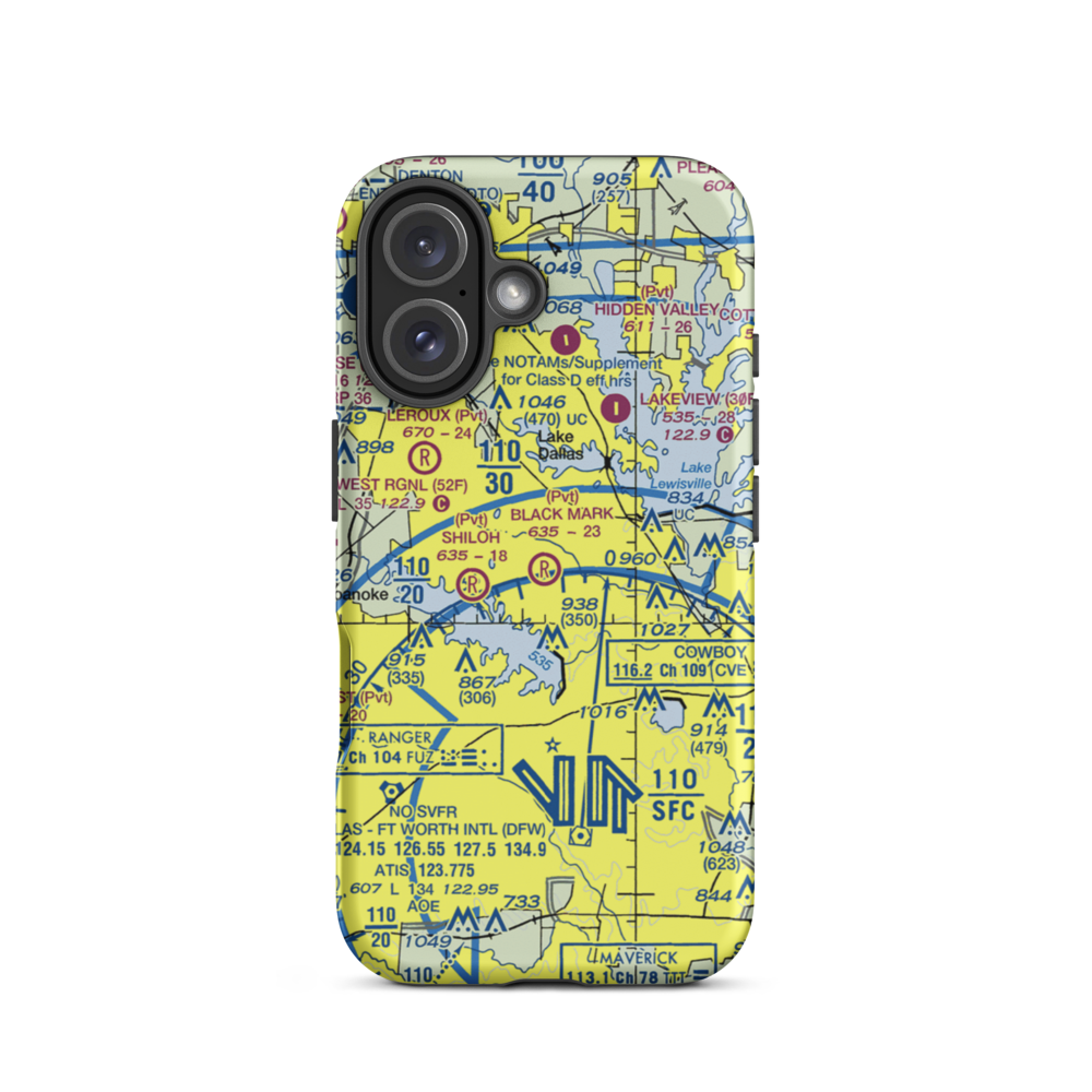 Black Mark Strip (5TX4) VFR Sectional  Tough iPhone Case iPhone 16 model shown