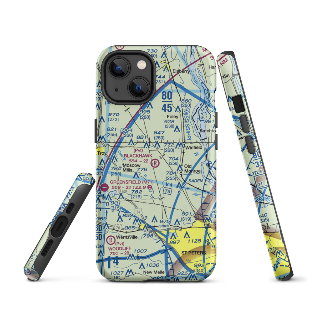 Blackhawk Airport (6MO0) VFR Sectional  Tough iPhone Case iPhone 13 model shown