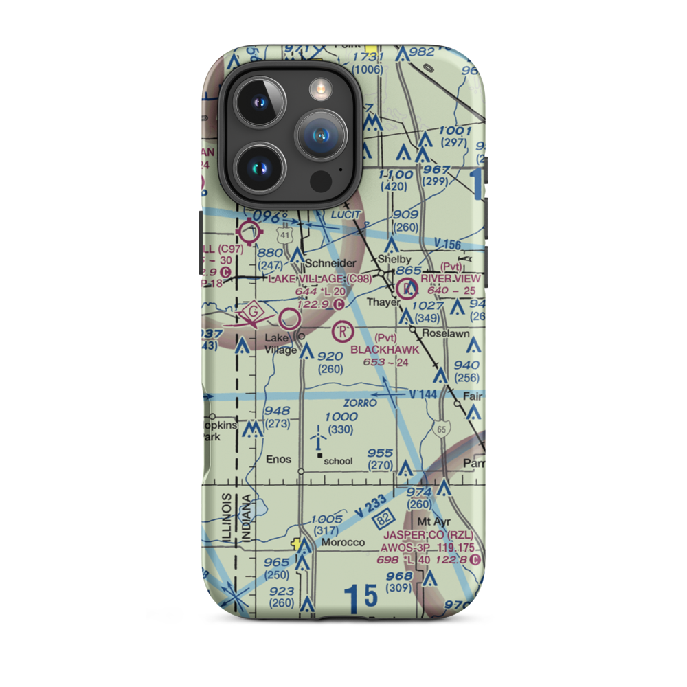 Blackhawk Airport (IN39) VFR Sectional  Tough iPhone Case iPhone 16 Pro Max model shown