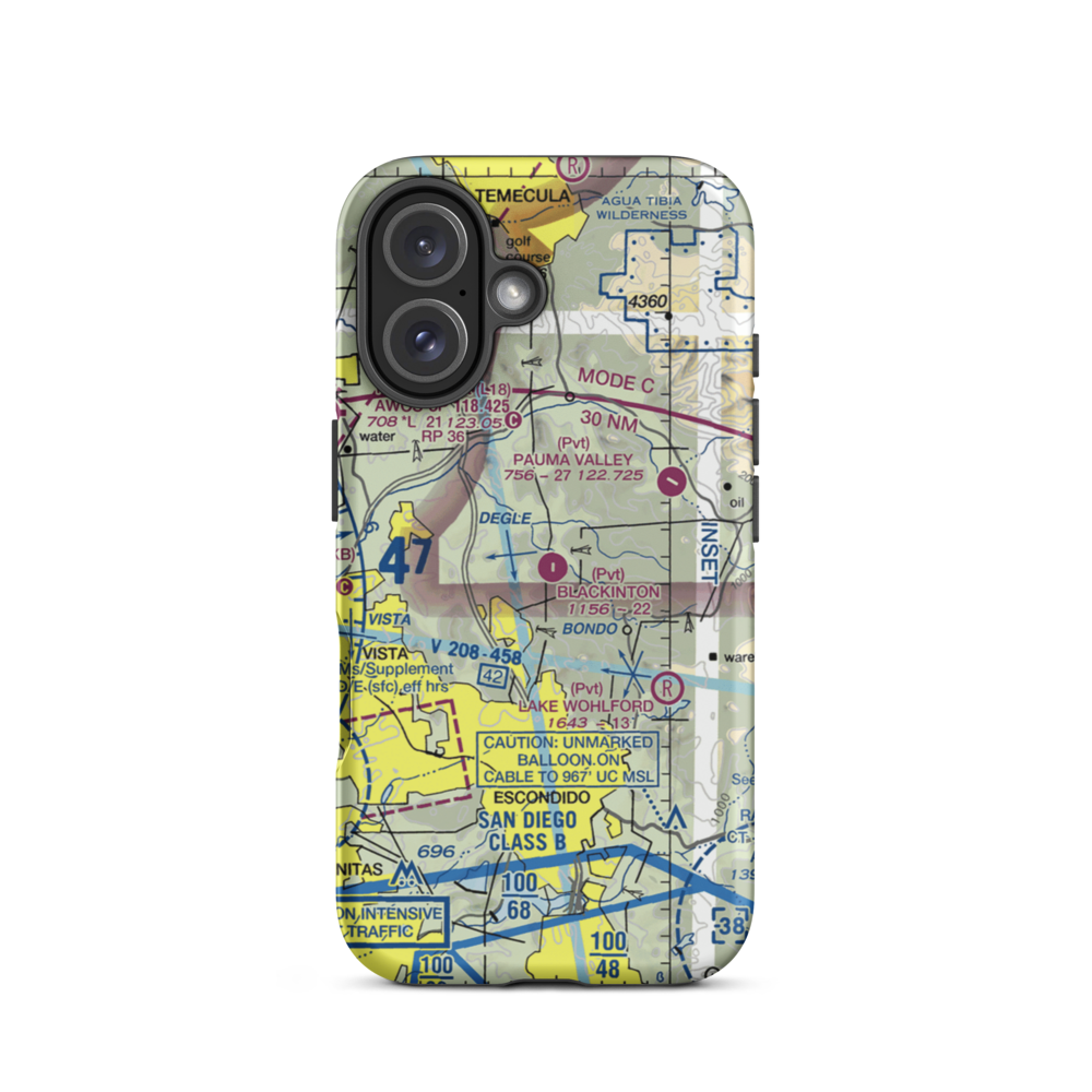 Blackinton Airport (2CA4) VFR Sectional  Tough iPhone Case iPhone 16 model shown
