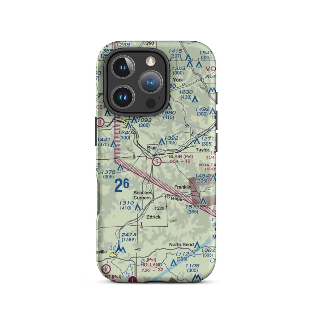 Blair Airport (WI49) VFR Sectional  Tough iPhone Case iPhone 16 Pro model shown