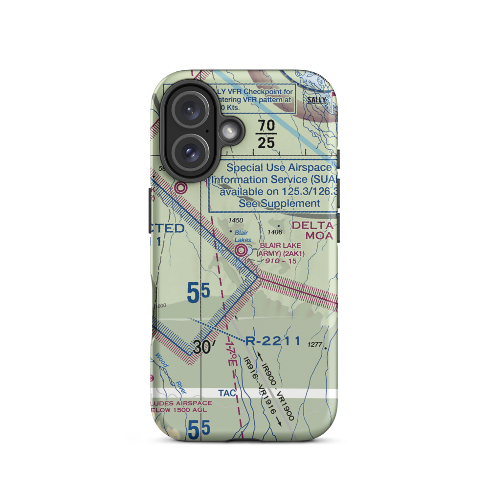 Blair Lake Airport (2AK1) VFR Sectional  Tough iPhone Case iPhone 16 model shown