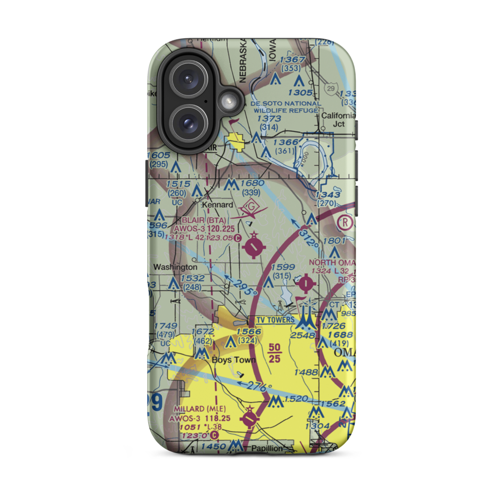Blair Municipal Airport (BTA) VFR Sectional  Tough iPhone Case iPhone 16 Plus model shown