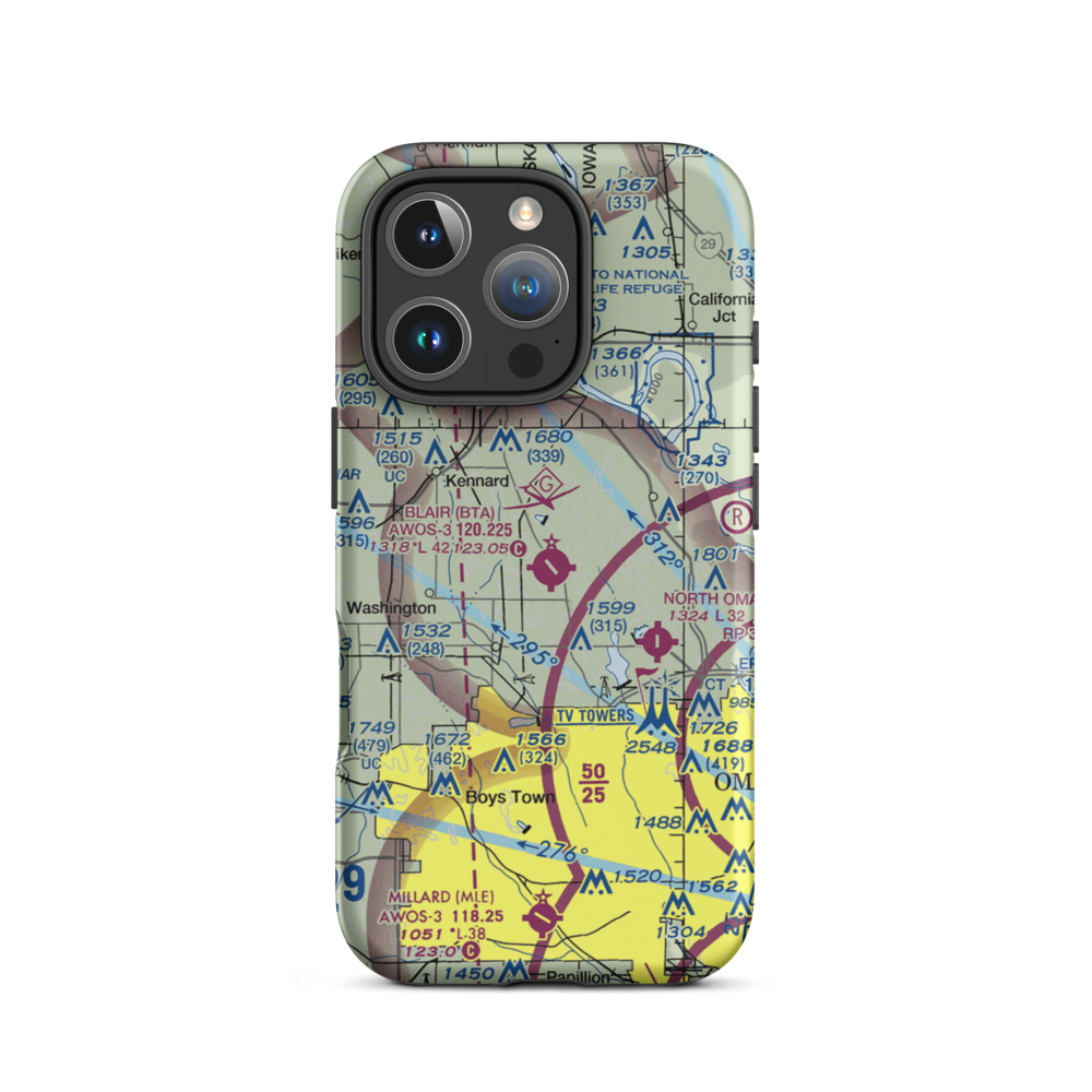 Blair Municipal Airport (BTA) VFR Sectional  Tough iPhone Case iPhone 16 Pro model shown
