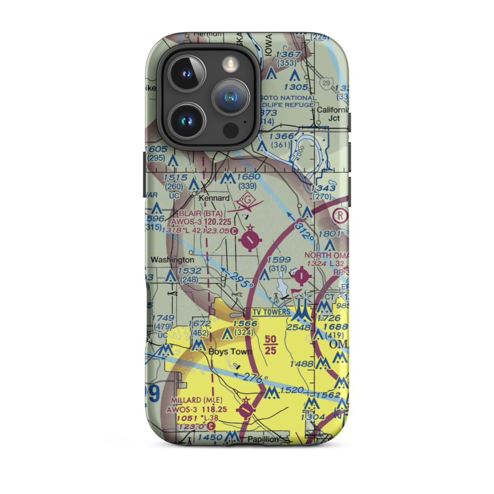Blair Municipal Airport (BTA) VFR Sectional  Tough iPhone Case iPhone 16 Pro Max model shown