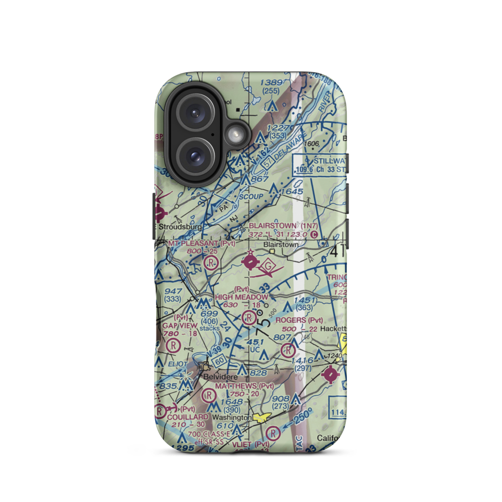 Blairstown Airport (1N7) VFR Sectional  Tough iPhone Case iPhone 16 model shown