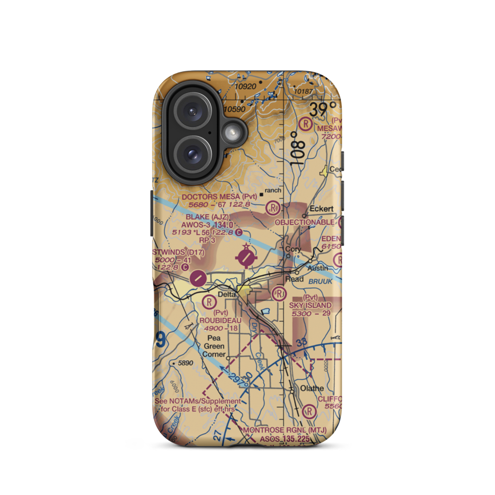 Blake Field (AJZ) VFR Sectional  Tough iPhone Case iPhone 16 model shown