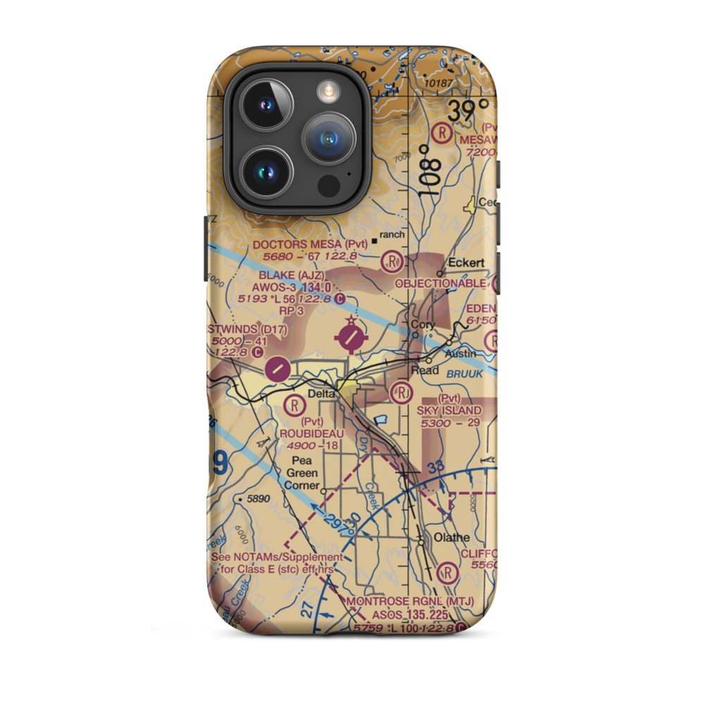 Blake Field (AJZ) VFR Sectional  Tough iPhone Case iPhone 16 Pro Max model shown