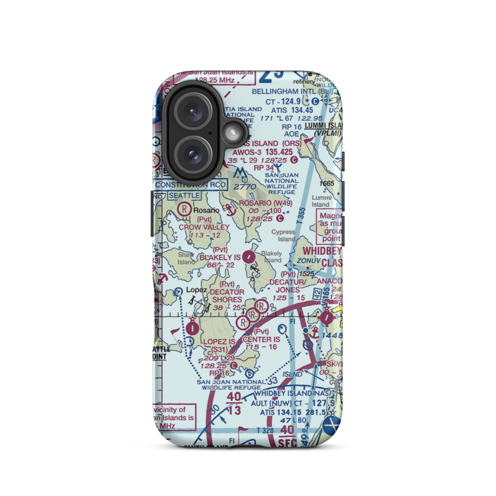 Blakely Island Airport (38WA) VFR Sectional  Tough iPhone Case iPhone 16 model shown