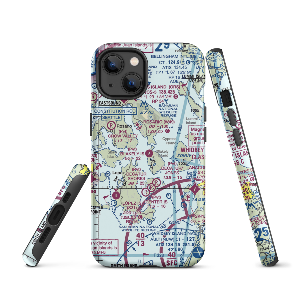 Blakely Island Airport (38WA) VFR Sectional  Tough iPhone Case iPhone 13 model shown