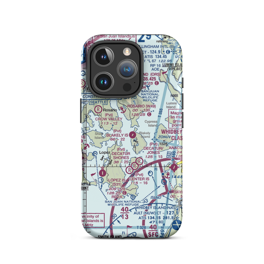 Blakely Island Airport (BYW) VFR Sectional  Tough iPhone Case iPhone 16 Pro model shown