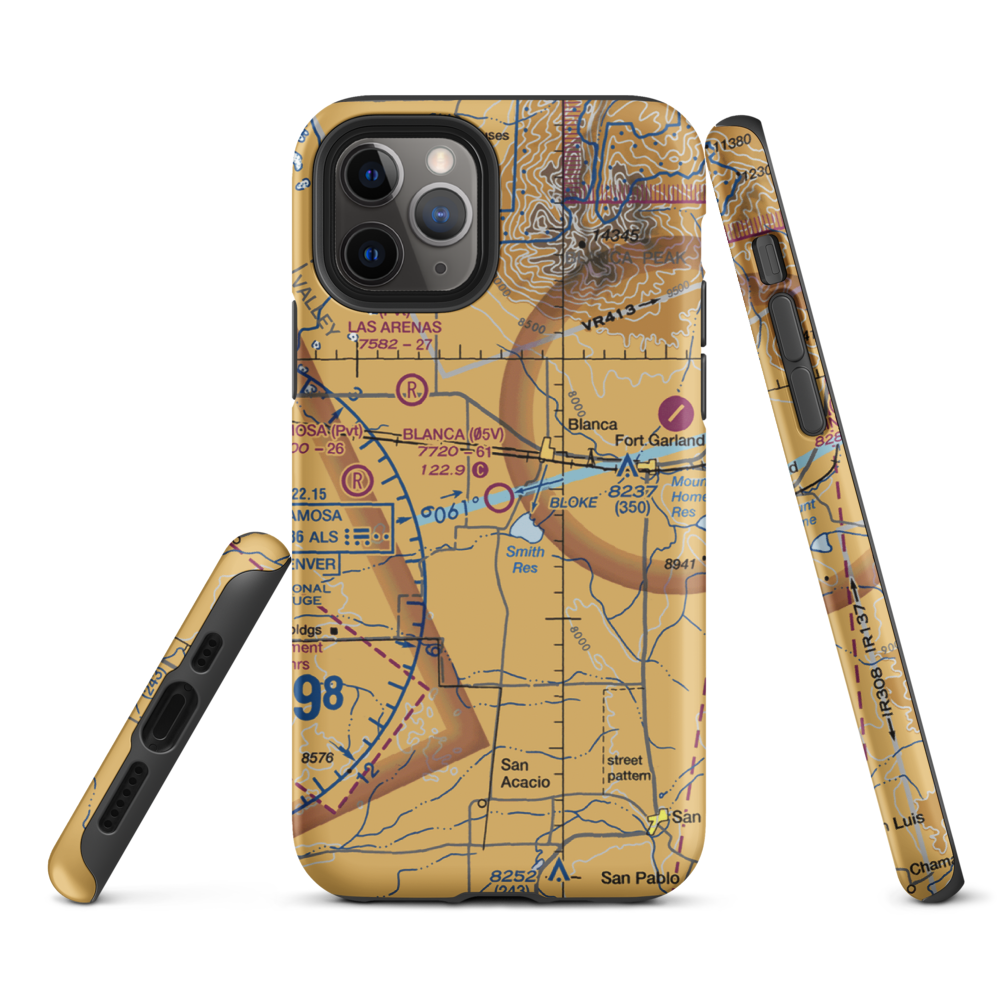 Blanca Airport (05V) VFR Sectional  Tough iPhone Case iPhone 11 Pro model shown