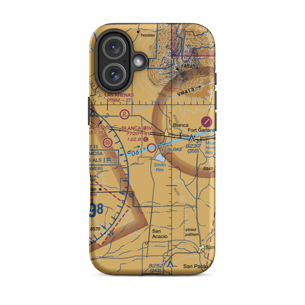 Blanca Airport (05V) VFR Sectional  Tough iPhone Case iPhone 16 Plus model shown