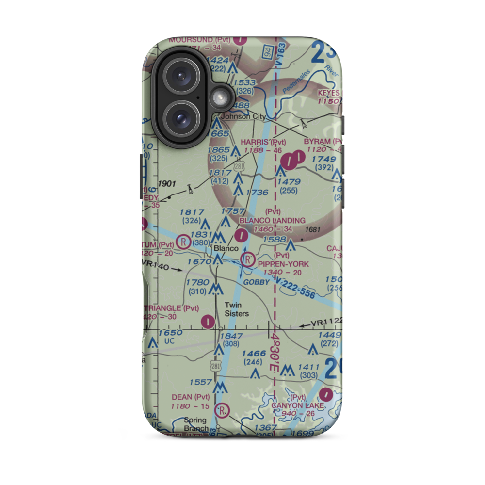 Blanco Landing Airport (3TA5) VFR Sectional  Tough iPhone Case iPhone 16 Plus model shown