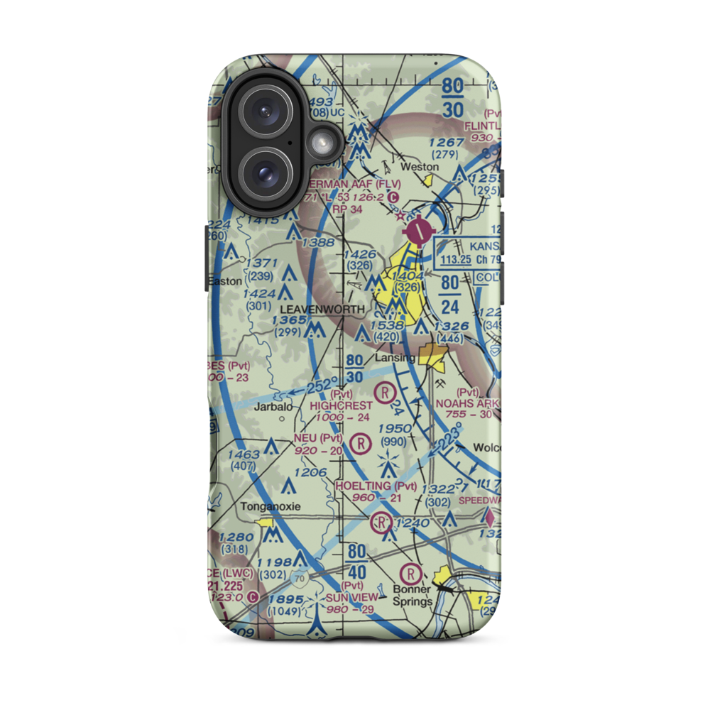 Blaser's Airport (SN84) VFR Sectional  Tough iPhone Case iPhone 16 Plus model shown