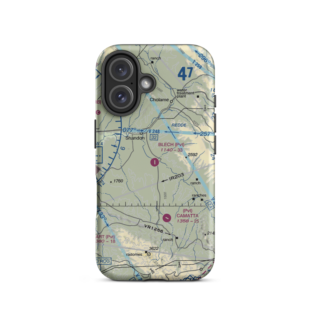 Blech Ranch Airport (0CA9) VFR Sectional  Tough iPhone Case iPhone 16 model shown