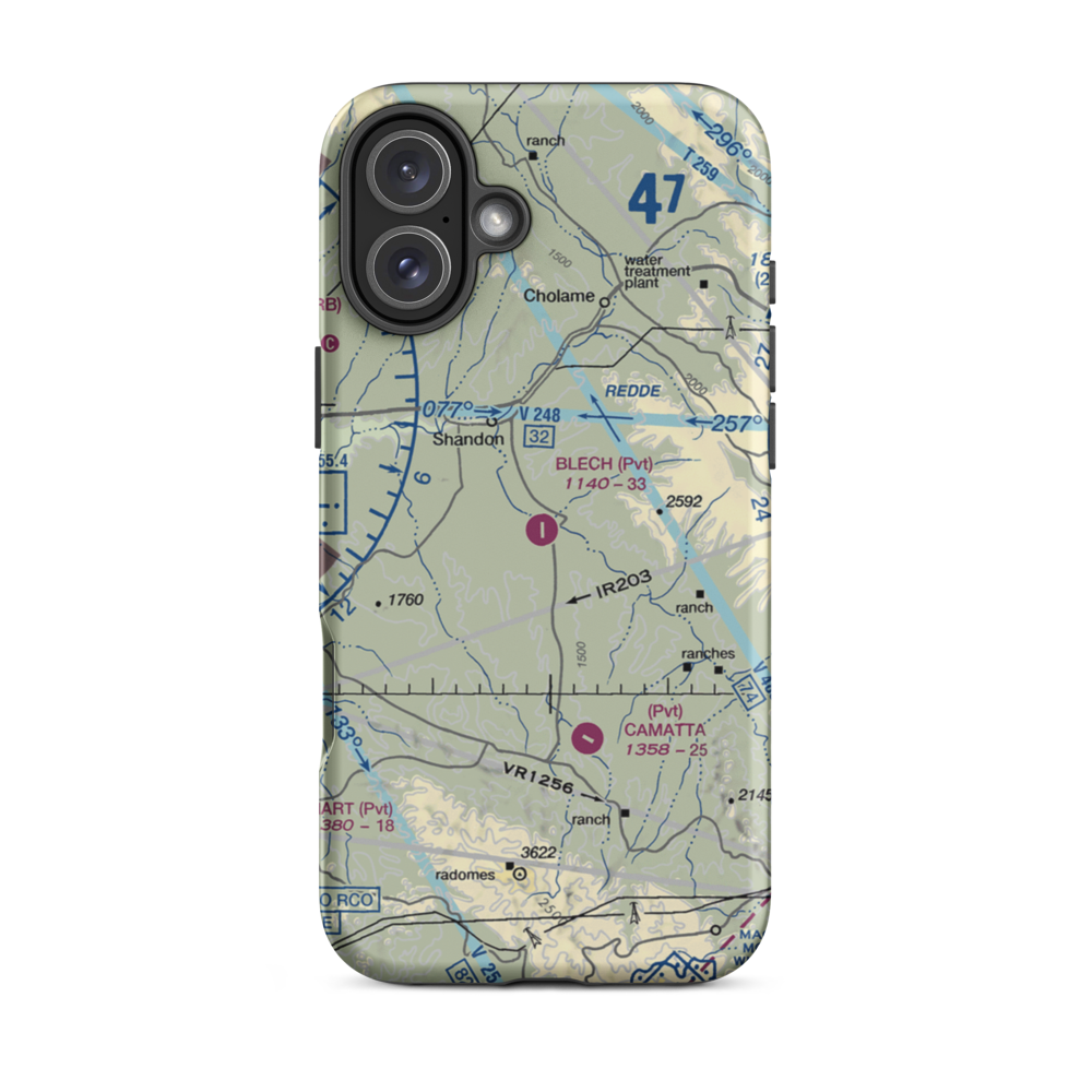 Blech Ranch Airport (0CA9) VFR Sectional  Tough iPhone Case iPhone 16 Plus model shown