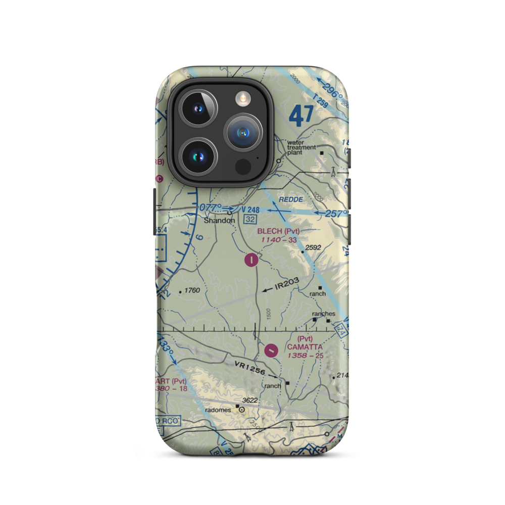 Blech Ranch Airport (0CA9) VFR Sectional  Tough iPhone Case iPhone 16 Pro model shown