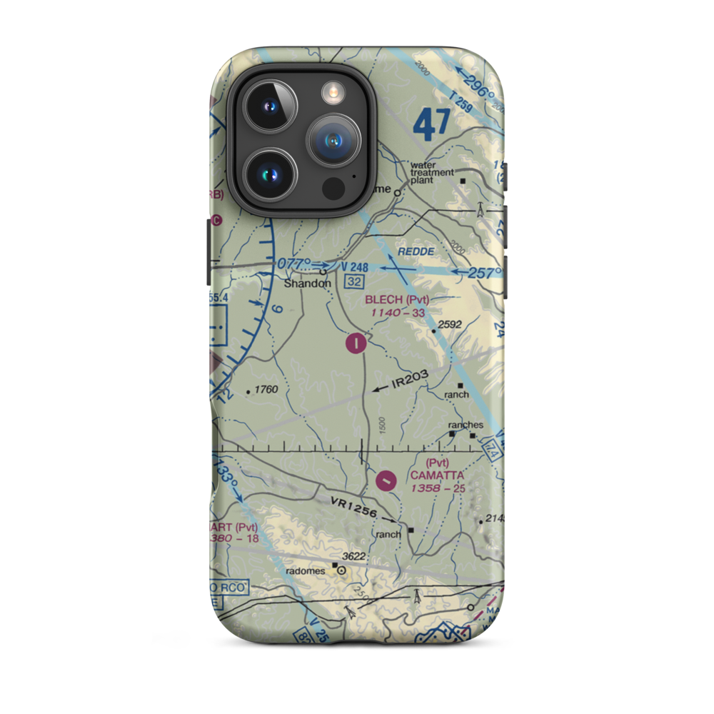 Blech Ranch Airport (0CA9) VFR Sectional  Tough iPhone Case iPhone 16 Pro Max model shown