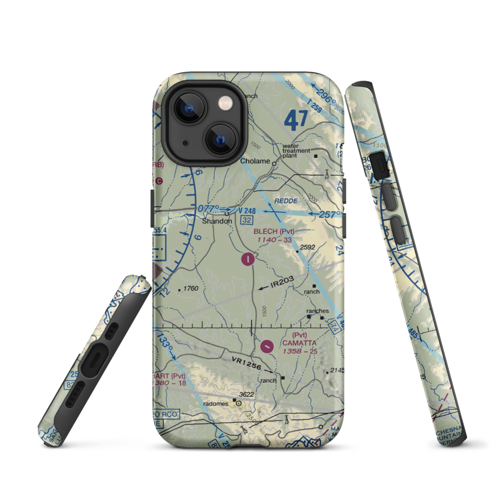 Blech Ranch Airport (0CA9) VFR Sectional  Tough iPhone Case iPhone 13 model shown