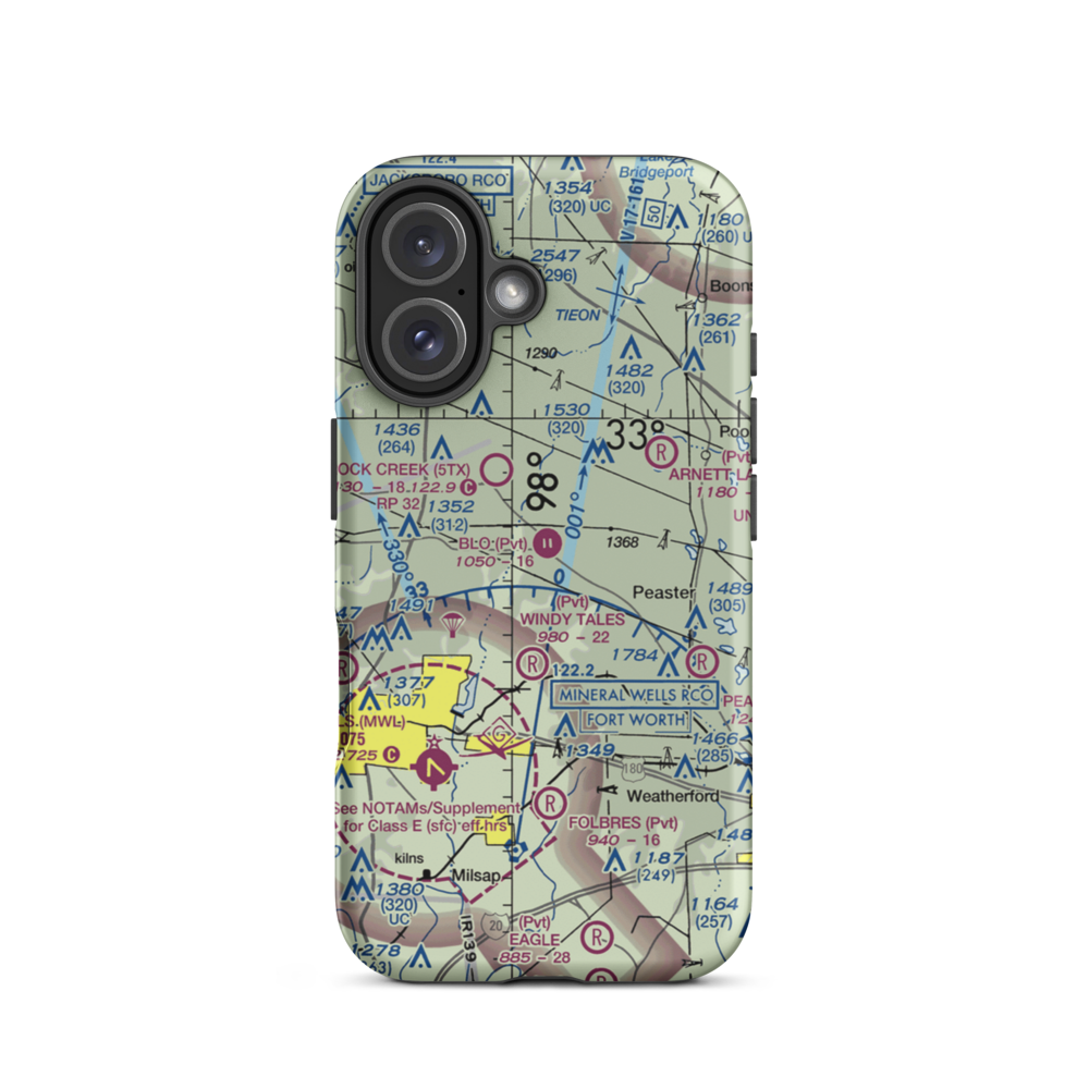 Blo Airport (12TS) VFR Sectional  Tough iPhone Case iPhone 16 model shown