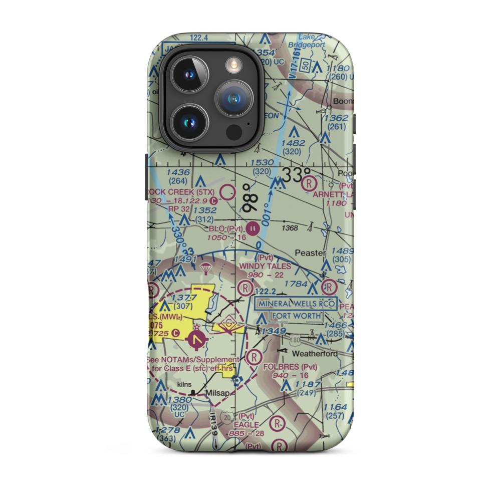 Blo Airport (12TS) VFR Sectional  Tough iPhone Case iPhone 16 Pro Max model shown
