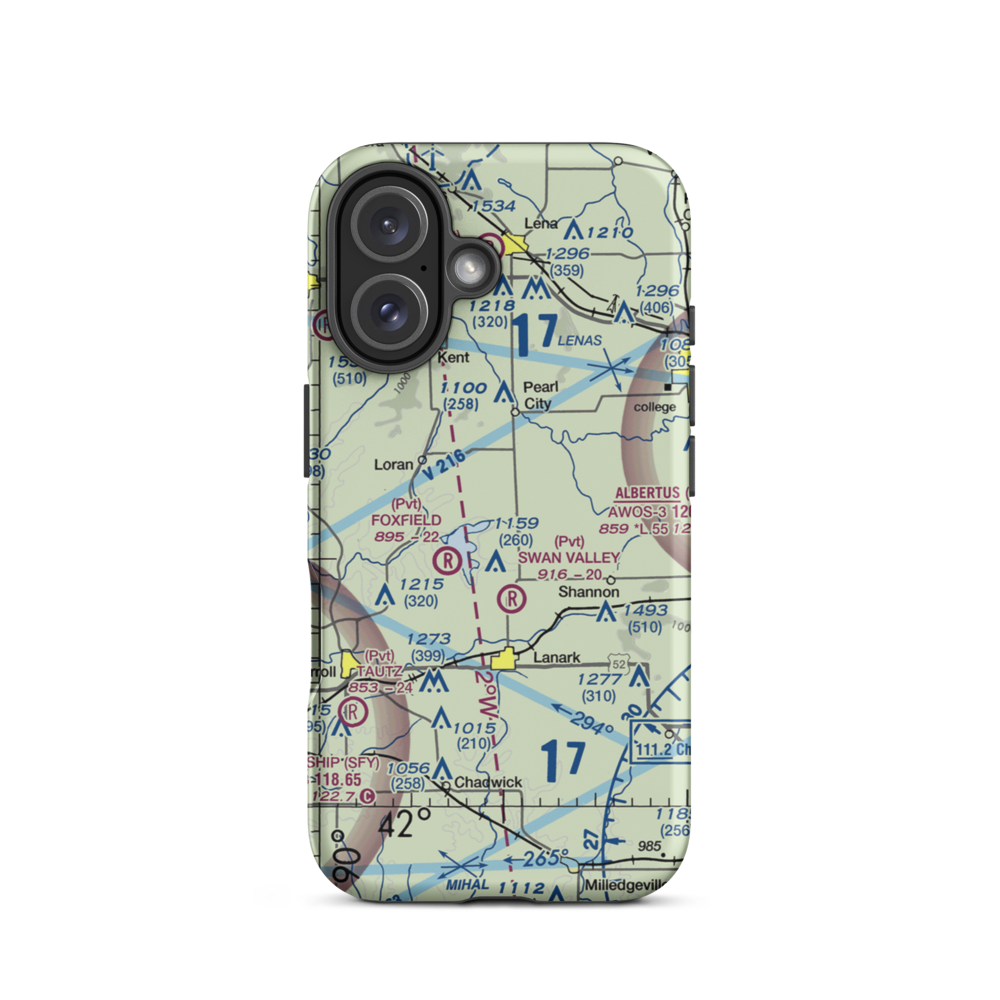 Block Airport (88LL) VFR Sectional  Tough iPhone Case iPhone 16 model shown
