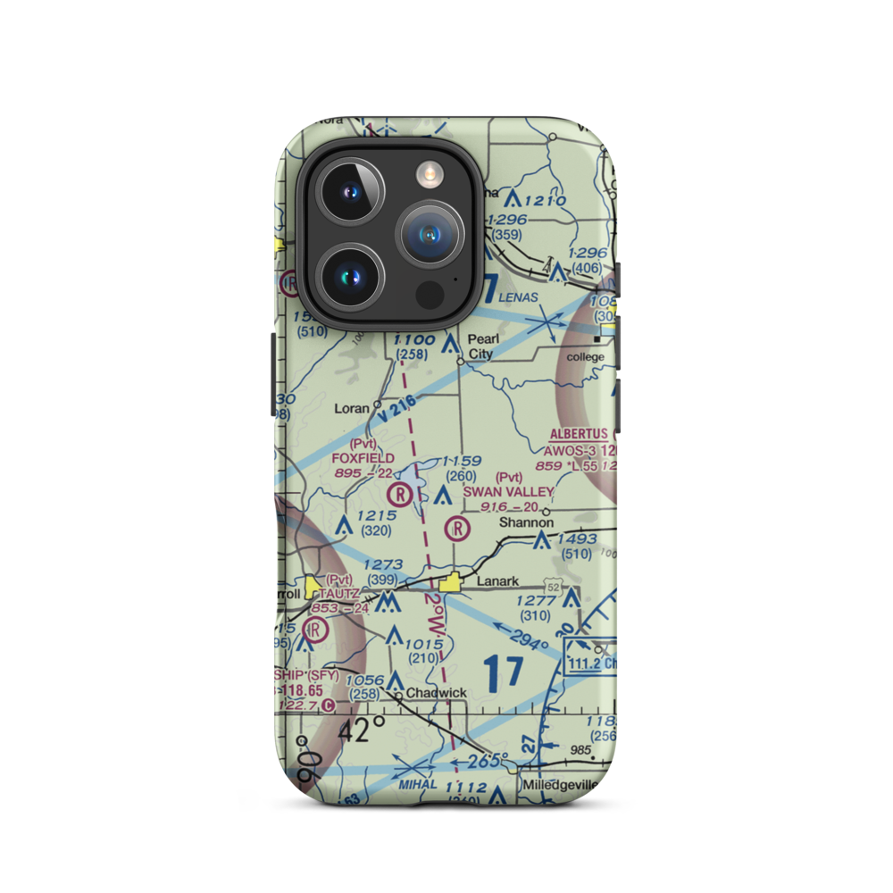 Block Airport (88LL) VFR Sectional  Tough iPhone Case iPhone 16 Pro model shown