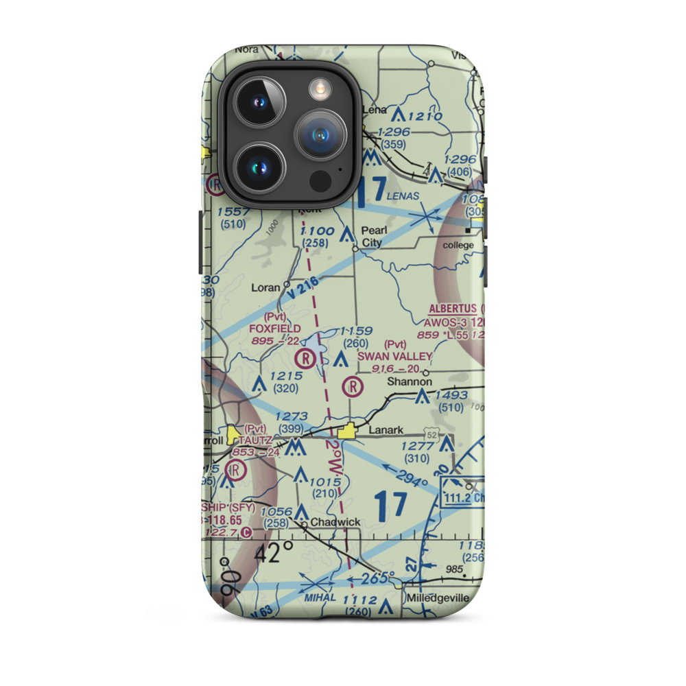 Block Airport (88LL) VFR Sectional  Tough iPhone Case iPhone 16 Pro Max model shown